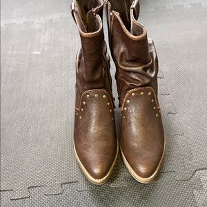Blowfish Brown Ankle Boots with Gold Accents